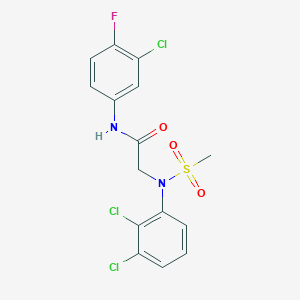 molecular formula C15H12Cl3FN2O3S B12463002 N-(3-chloro-4-fluorophenyl)-N~2~-(2,3-dichlorophenyl)-N~2~-(methylsulfonyl)glycinamide 
