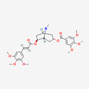 molecular formula C30H37NO10 B1246306 [(1S,3S,5R,6S)-8-methyl-6-[(E)-3-(3,4,5-trimethoxyphenyl)prop-2-enoyl]oxy-8-azabicyclo[3.2.1]octan-3-yl] 3,4,5-trimethoxybenzoate 