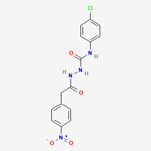 molecular formula C15H13ClN4O4 B12463065 N-(4-chlorophenyl)-2-[(4-nitrophenyl)acetyl]hydrazinecarboxamide 