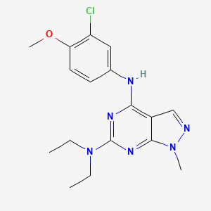 molecular formula C17H21ClN6O B12463076 N~4~-(3-chloro-4-methoxyphenyl)-N~6~,N~6~-diethyl-1-methyl-1H-pyrazolo[3,4-d]pyrimidine-4,6-diamine 