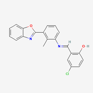molecular formula C21H15ClN2O2 B12463152 2-[(E)-{[3-(1,3-benzoxazol-2-yl)-2-methylphenyl]imino}methyl]-4-chlorophenol 