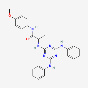 molecular formula C25H25N7O2 B12463168 N~2~-[4,6-bis(phenylamino)-1,3,5-triazin-2-yl]-N-(4-methoxyphenyl)alaninamide 