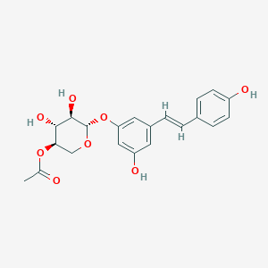 molecular formula C21H22O8 B1246318 (E)-白藜芦醇 3-(4''-乙酰基)-O-β-D-木吡喃糖苷 