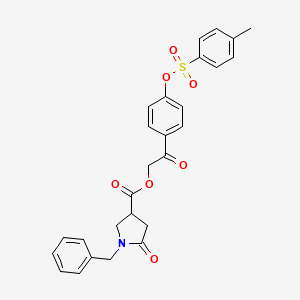 molecular formula C27H25NO7S B12463184 2-(4-{[(4-Methylphenyl)sulfonyl]oxy}phenyl)-2-oxoethyl 1-benzyl-5-oxopyrrolidine-3-carboxylate 