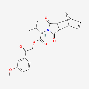 molecular formula C23H25NO6 B12463187 2-(3-methoxyphenyl)-2-oxoethyl 2-(1,3-dioxo-1,3,3a,4,7,7a-hexahydro-2H-4,7-methanoisoindol-2-yl)-3-methylbutanoate 