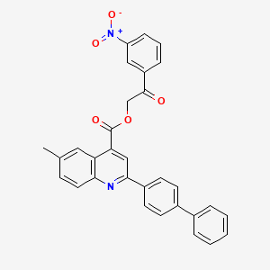 molecular formula C31H22N2O5 B12463198 2-(3-Nitrophenyl)-2-oxoethyl 2-(biphenyl-4-yl)-6-methylquinoline-4-carboxylate 