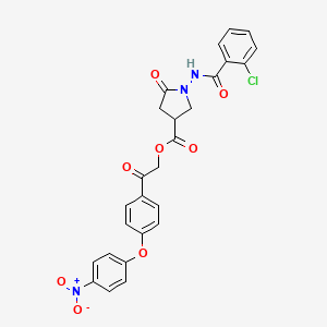 molecular formula C26H20ClN3O8 B12463209 2-[4-(4-Nitrophenoxy)phenyl]-2-oxoethyl 1-{[(2-chlorophenyl)carbonyl]amino}-5-oxopyrrolidine-3-carboxylate 