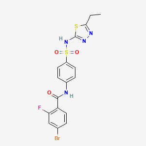 molecular formula C17H14BrFN4O3S2 B12463223 4-bromo-N-{4-[(5-ethyl-1,3,4-thiadiazol-2-yl)sulfamoyl]phenyl}-2-fluorobenzamide 