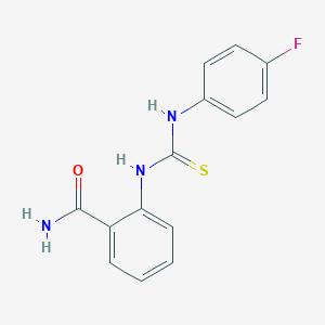 molecular formula C14H12FN3OS B12463242 2-{[(4-Fluorophenyl)carbamothioyl]amino}benzamide 