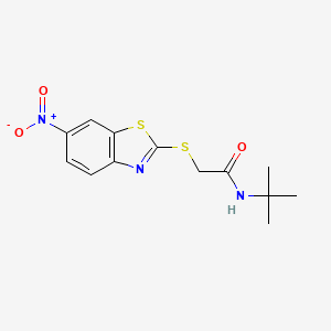 molecular formula C13H15N3O3S2 B12463257 N-tert-butyl-2-[(6-nitro-1,3-benzothiazol-2-yl)sulfanyl]acetamide 