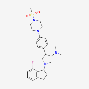 molecular formula C26H35FN4O2S B12463273 rac-(3R,4S)-1-(7-fluoro-2,3-dihydro-1H-inden-1-yl)-N,N-dimethyl-4-(4-(4-(methylsulfonyl)piperazin-1-yl)phenyl)pyrrolidin-3-amine 