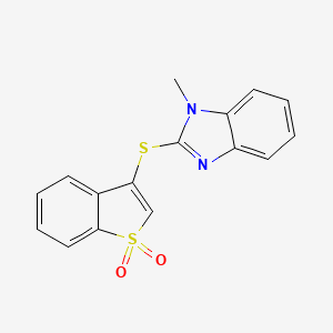 molecular formula C16H12N2O2S2 B12463286 3-(1-Methylbenzimidazol-2-yl)sulfanyl-1-benzothiophene 1,1-dioxide 