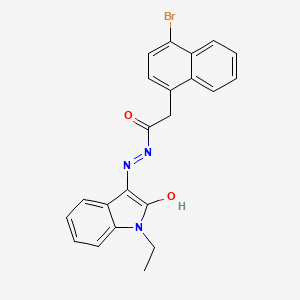 molecular formula C22H18BrN3O2 B12463292 2-(4-bromonaphthalen-1-yl)-N'-[(3E)-1-ethyl-2-oxo-1,2-dihydro-3H-indol-3-ylidene]acetohydrazide 