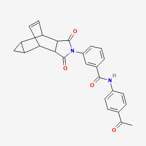 molecular formula C26H22N2O4 B12463295 N-(4-acetylphenyl)-3-(1,3-dioxooctahydro-4,6-ethenocyclopropa[f]isoindol-2(1H)-yl)benzamide 