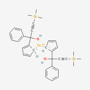molecular formula C34H38FeO2Si2 B12463340 1,1'-Bis[1-hydroxy-1-phenyl-3-(trimethylsilyl)prop-2-yn-1-yl]ferrocene 