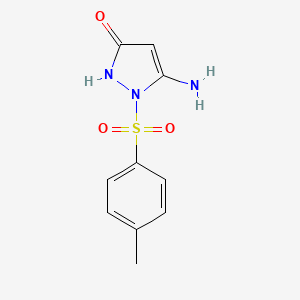 molecular formula C10H11N3O3S B1246335 5-amino-1-(4-methylbenzenesulfonyl)-2,3-dihydro-1H-pyrazol-3-one CAS No. 240117-38-8