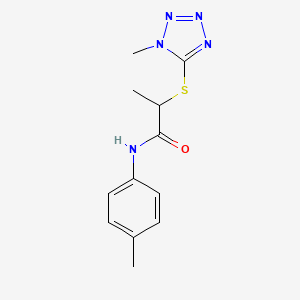 molecular formula C12H15N5OS B12463385 N-(4-methylphenyl)-2-[(1-methyl-1H-tetrazol-5-yl)sulfanyl]propanamide 