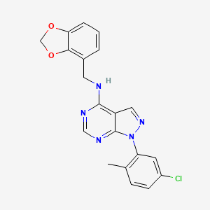 molecular formula C20H16ClN5O2 B12463443 N-(1,3-benzodioxol-4-ylmethyl)-1-(5-chloro-2-methylphenyl)-1H-pyrazolo[3,4-d]pyrimidin-4-amine 