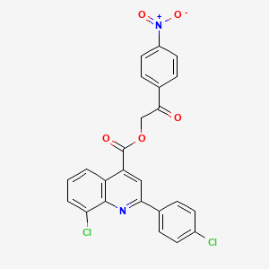 molecular formula C24H14Cl2N2O5 B12463452 2-(4-Nitrophenyl)-2-oxoethyl 8-chloro-2-(4-chlorophenyl)quinoline-4-carboxylate 