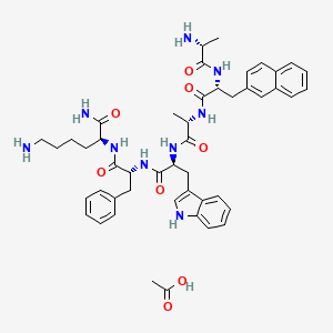 molecular formula C47H59N9O8 B12463462 Acetic acid; pralmorelin 