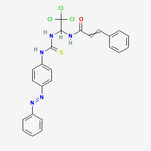 molecular formula C24H20Cl3N5OS B12463474 2-Propenamide, 3-phenyl-N-[2,2,2-trichloro-1-[[[[4-(2-phenyldiazenyl)phenyl]amino]thioxomethyl]amino]ethyl]- CAS No. 294653-17-1
