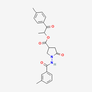 molecular formula C23H24N2O5 B12463500 1-(4-Methylphenyl)-1-oxopropan-2-yl 1-{[(3-methylphenyl)carbonyl]amino}-5-oxopyrrolidine-3-carboxylate 