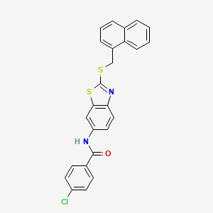 molecular formula C25H17ClN2OS2 B12463527 4-chloro-N-{2-[(naphthalen-1-ylmethyl)sulfanyl]-1,3-benzothiazol-6-yl}benzamide 