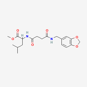 molecular formula C19H26N2O6 B12463544 methyl N-{4-[(1,3-benzodioxol-5-ylmethyl)amino]-4-oxobutanoyl}leucinate 