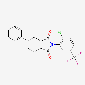 molecular formula C21H17ClF3NO2 B12463563 2-[2-chloro-5-(trifluoromethyl)phenyl]-5-phenylhexahydro-1H-isoindole-1,3(2H)-dione 