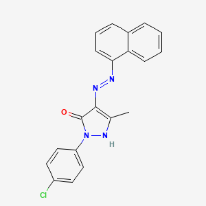 molecular formula C20H15ClN4O B12463576 1-(4-chlorophenyl)-3-methyl-4-[(E)-naphthalen-1-yldiazenyl]-1H-pyrazol-5-ol 