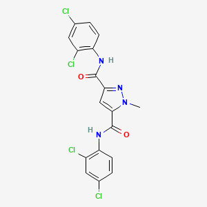 molecular formula C18H12Cl4N4O2 B12463626 N,N'-bis(2,4-dichlorophenyl)-1-methyl-1H-pyrazole-3,5-dicarboxamide 