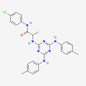 molecular formula C26H26ClN7O B12463801 N~2~-{4,6-bis[(4-methylphenyl)amino]-1,3,5-triazin-2-yl}-N-(4-chlorophenyl)alaninamide 