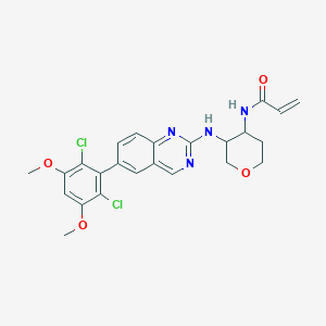 molecular formula C24H24Cl2N4O4 B12463835 N-(3-{[6-(2,6-dichloro-3,5-dimethoxyphenyl)quinazolin-2-yl]amino}oxan-4-yl)prop-2-enamide 
