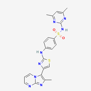 molecular formula C22H20N8O2S2 B12463846 N-(4,6-dimethylpyrimidin-2-yl)-4-{[4-(2-methylimidazo[1,2-a]pyrimidin-3-yl)-1,3-thiazol-2-yl]amino}benzenesulfonamide 