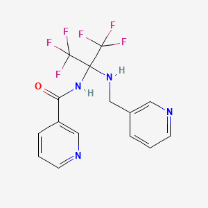 molecular formula C15H12F6N4O B12463849 N-{1,1,1,3,3,3-hexafluoro-2-[(pyridin-3-ylmethyl)amino]propan-2-yl}pyridine-3-carboxamide 