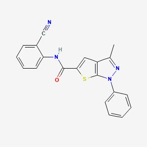 molecular formula C20H14N4OS B12463861 N-(2-Cyanophenyl)-3-methyl-1-phenyl-1H-thieno[2,3-c]pyrazole-5-carboxamide 