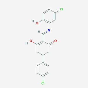 molecular formula C19H15Cl2NO3 B12463891 2-{[(5-Chloro-2-hydroxyphenyl)amino]methylidene}-5-(4-chlorophenyl)cyclohexane-1,3-dione 