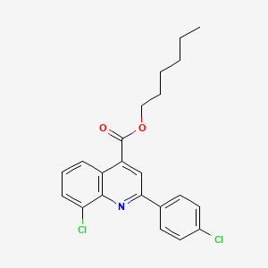 molecular formula C22H21Cl2NO2 B12463954 Hexyl 8-chloro-2-(4-chlorophenyl)quinoline-4-carboxylate 