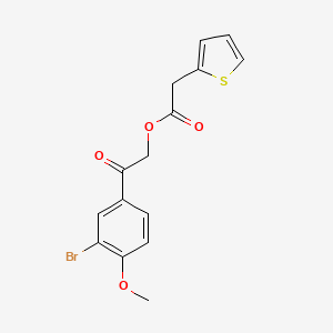 molecular formula C15H13BrO4S B12463992 2-(3-Bromo-4-methoxyphenyl)-2-oxoethyl thiophen-2-ylacetate 