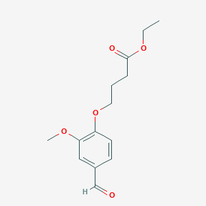 molecular formula C14H18O5 B124640 Ethyl 4-(4-formyl-2-methoxyphenoxy)butanoate CAS No. 141333-27-9