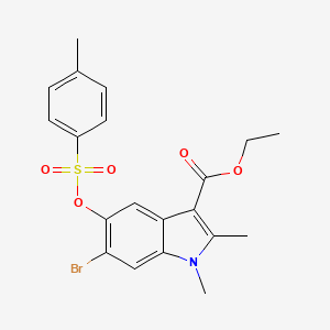 molecular formula C20H20BrNO5S B12464002 ethyl 6-bromo-1,2-dimethyl-5-{[(4-methylphenyl)sulfonyl]oxy}-1H-indole-3-carboxylate 