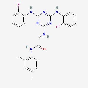 molecular formula C25H23F2N7O B12464003 N~2~-{4,6-bis[(2-fluorophenyl)amino]-1,3,5-triazin-2-yl}-N-(2,4-dimethylphenyl)glycinamide 