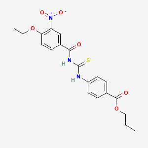 molecular formula C20H21N3O6S B12464033 Propyl 4-({[(4-ethoxy-3-nitrophenyl)carbonyl]carbamothioyl}amino)benzoate 