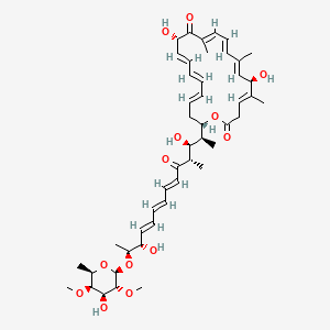 molecular formula C47H66O13 B1246405 (4E,6R,7E,9E,11E,14S,15E,17E,19E,22S)-22-[(2S,3S,4S,6E,8E,10E,12S,13S)-3,12-dihydroxy-13-[(2R,3R,4S,5R,6R)-4-hydroxy-3,5-dimethoxy-6-methyloxan-2-yl]oxy-4-methyl-5-oxotetradeca-6,8,10-trien-2-yl]-6,14-dihydroxy-5,8,12-trimethyl-1-oxacyclodocosa-4,7,9,11,15,17,19-heptaene-2,13-dione 