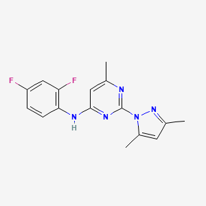 molecular formula C16H15F2N5 B12464060 N-(2,4-difluorophenyl)-2-(3,5-dimethylpyrazol-1-yl)-6-methylpyrimidin-4-amine 