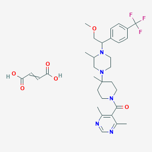 molecular formula C32H42F3N5O6 B12464068 but-2-enedioic acid;(4,6-dimethylpyrimidin-5-yl)-[4-[4-[2-methoxy-1-[4-(trifluoromethyl)phenyl]ethyl]-3-methylpiperazin-1-yl]-4-methylpiperidin-1-yl]methanone 