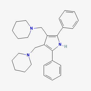 molecular formula C28H35N3 B12464072 1-{[2,5-diphenyl-4-(piperidin-1-ylmethyl)-1H-pyrrol-3-yl]methyl}piperidine 