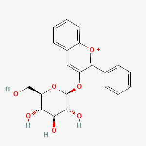 molecular formula C21H21O7+ B1246408 3-(beta-D-Glucopyranosyloxy)-2-phenyl-1-benzopyrylium 