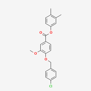 molecular formula C23H21ClO4 B12464091 3,4-Dimethylphenyl 4-[(4-chlorophenyl)methoxy]-3-methoxybenzoate 