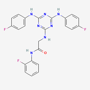molecular formula C23H18F3N7O B12464092 N~2~-{4,6-bis[(4-fluorophenyl)amino]-1,3,5-triazin-2-yl}-N-(2-fluorophenyl)glycinamide 